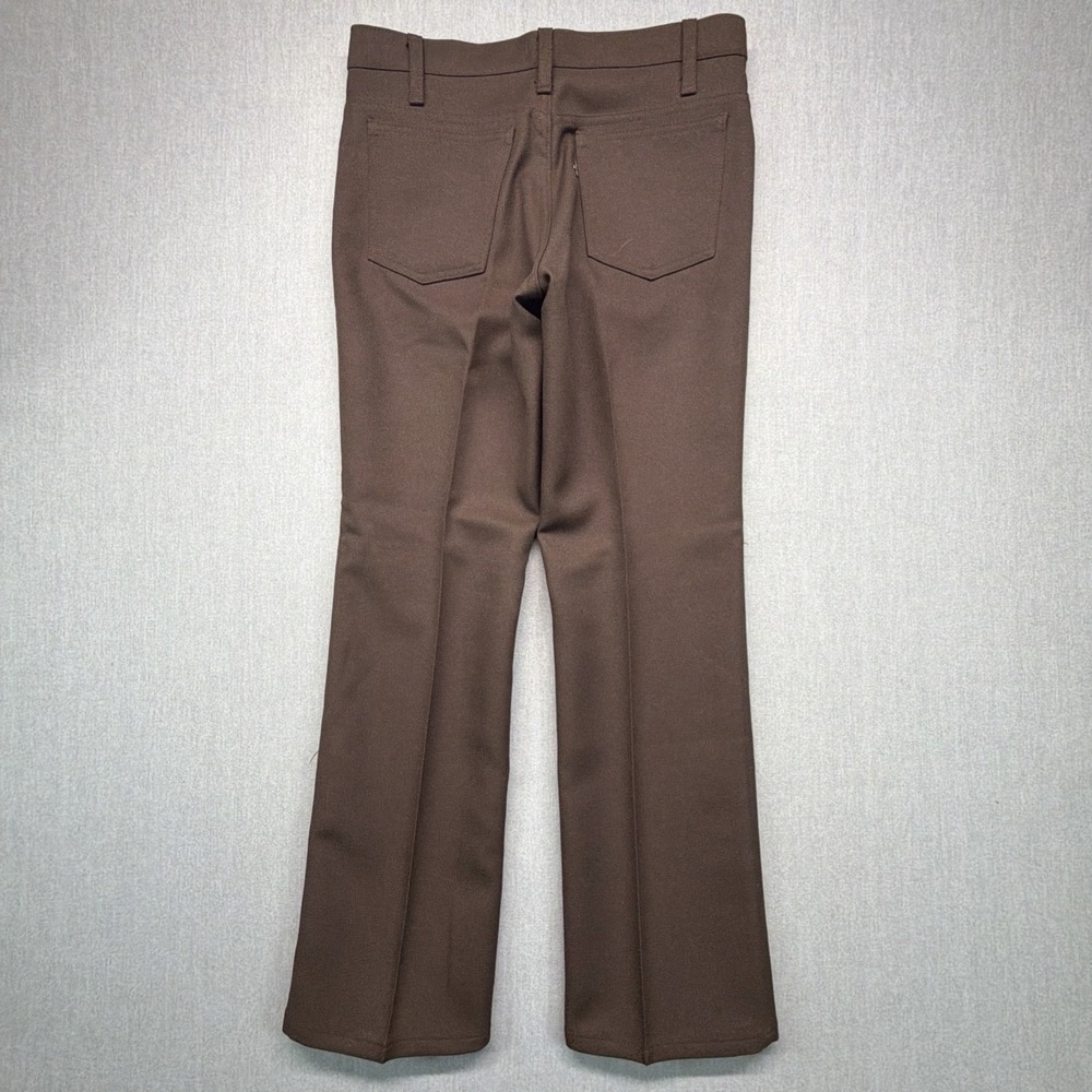 Vtg Levis Pants Brown Dacron Polyester Bootcut Scovill Zipper USA Made 70s 32x34